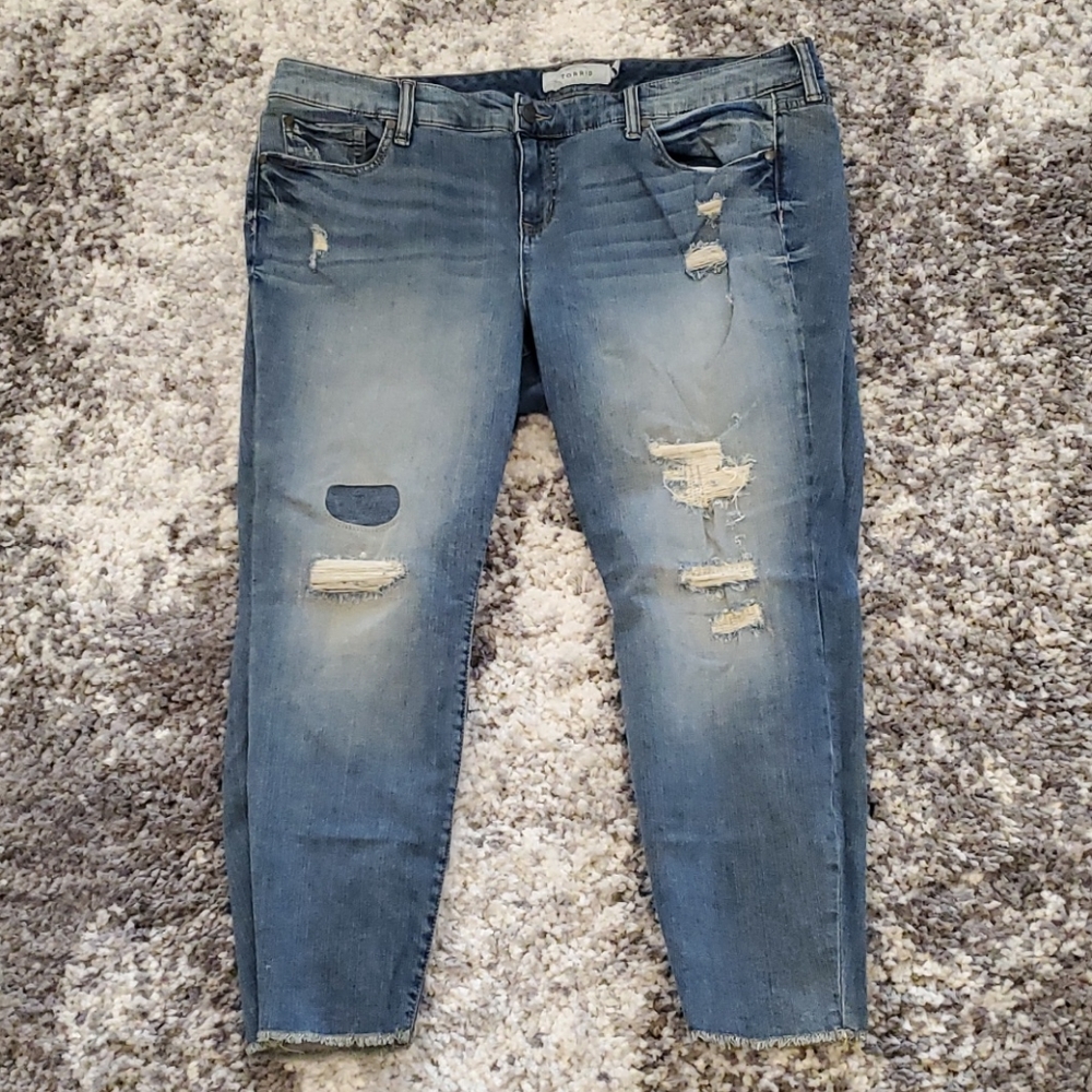 Torrid Raw Hem Ankle Jeans
